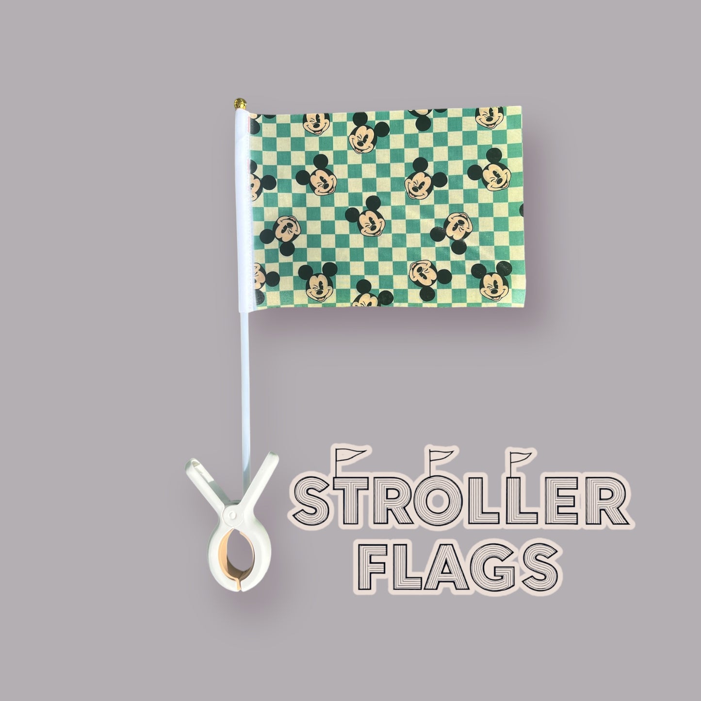 Mini Stroller Flag with Clip | Checkered Mouse |