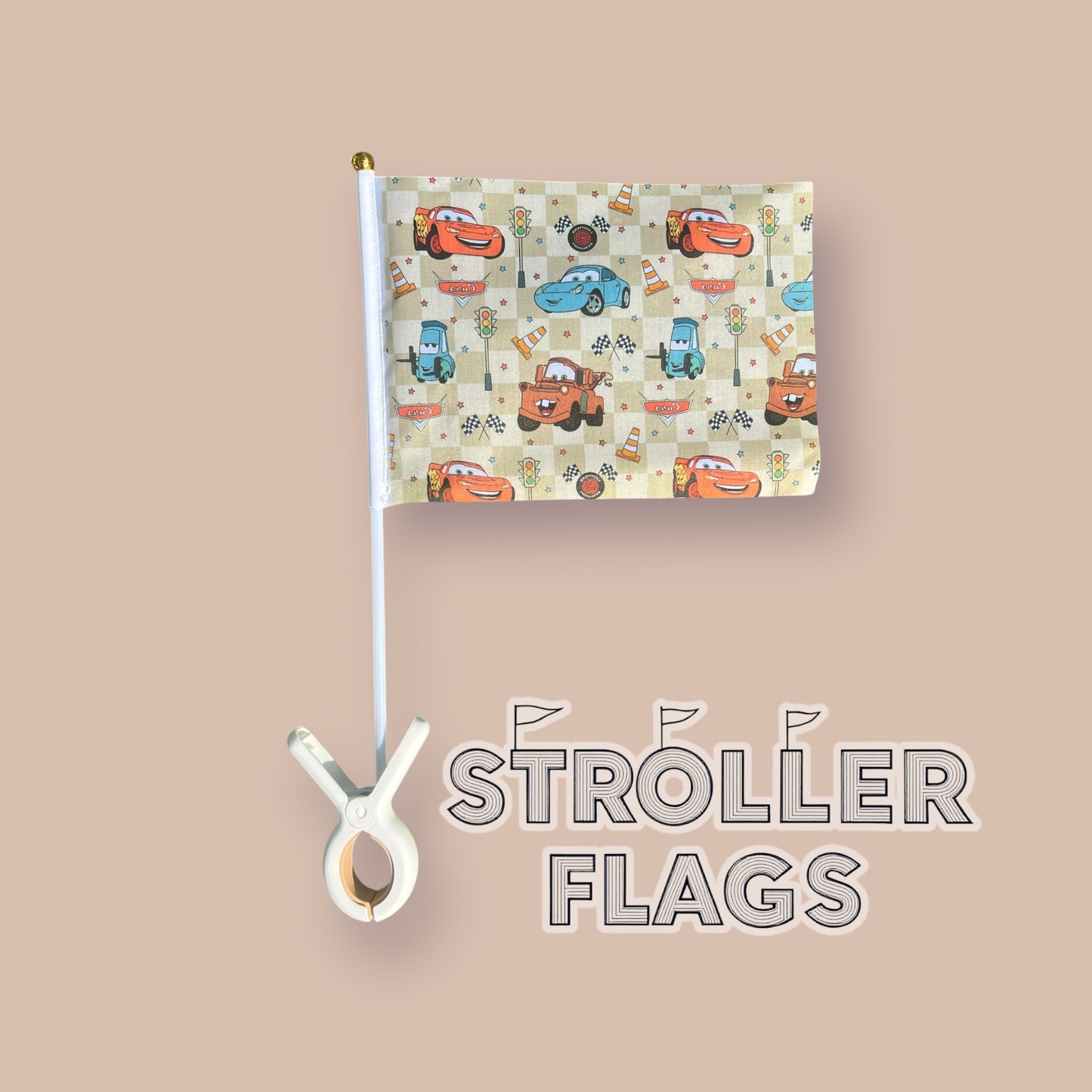 Mini Stroller Flag with Clip | Kachow Cars |