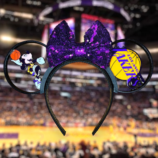 Basketball Lakers Ears and Bow Only Mouse Ears